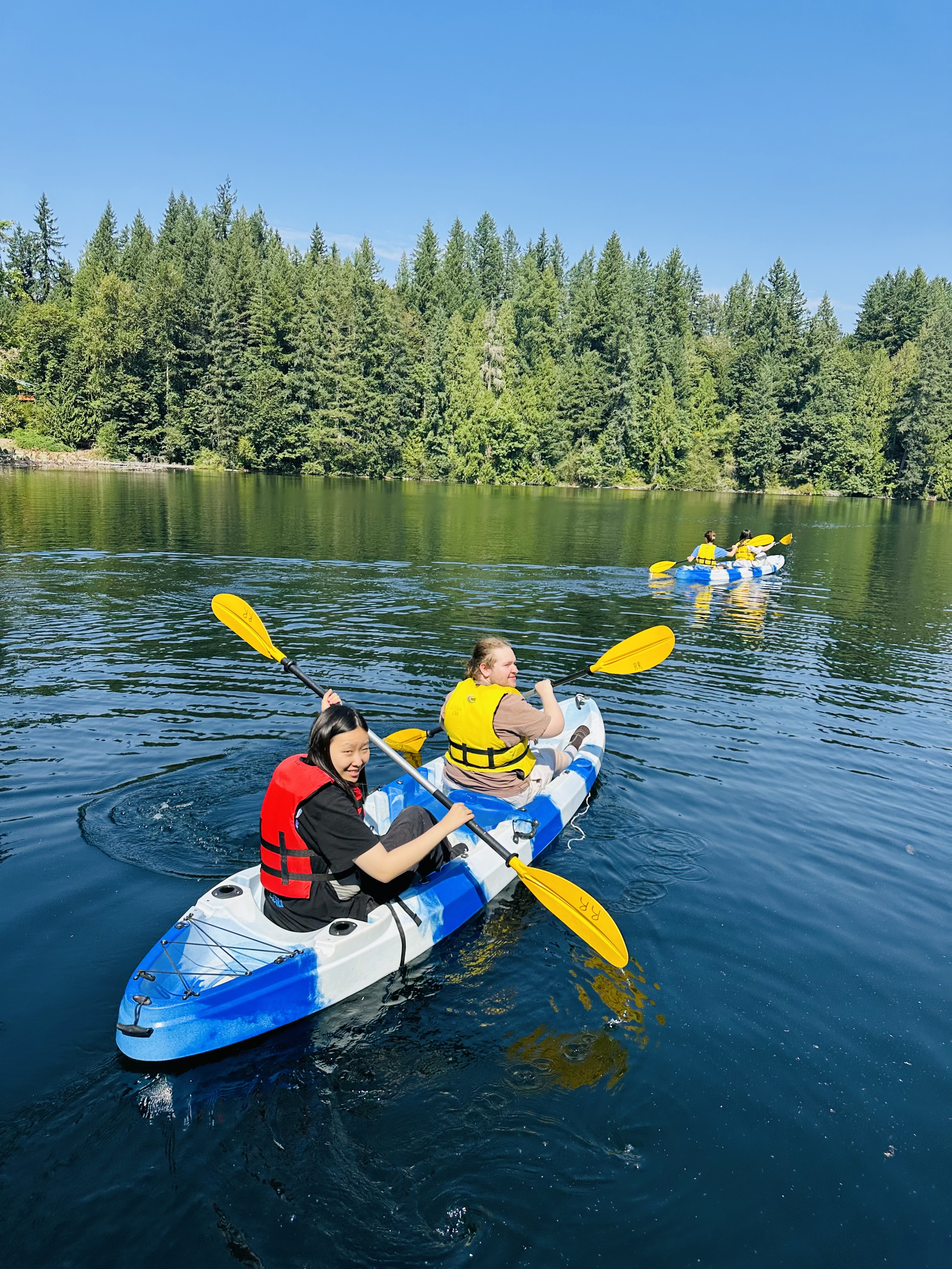 students kayaking