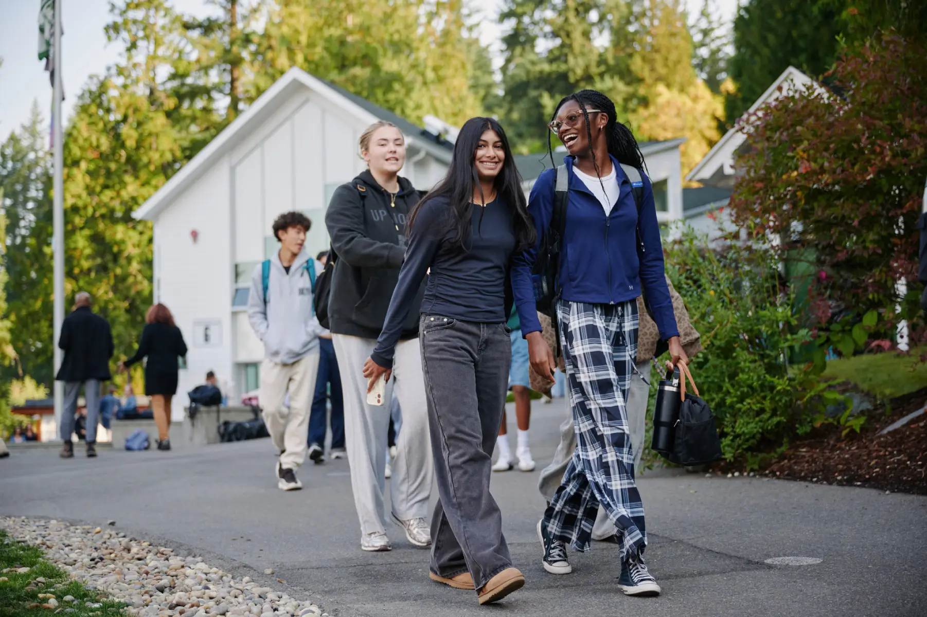 group of girls walking along path