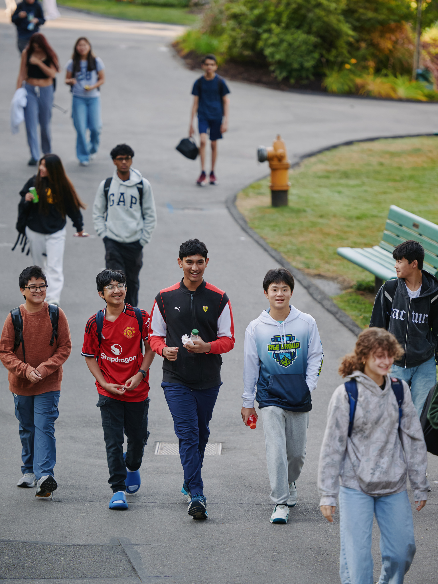 portrait of group of students walking