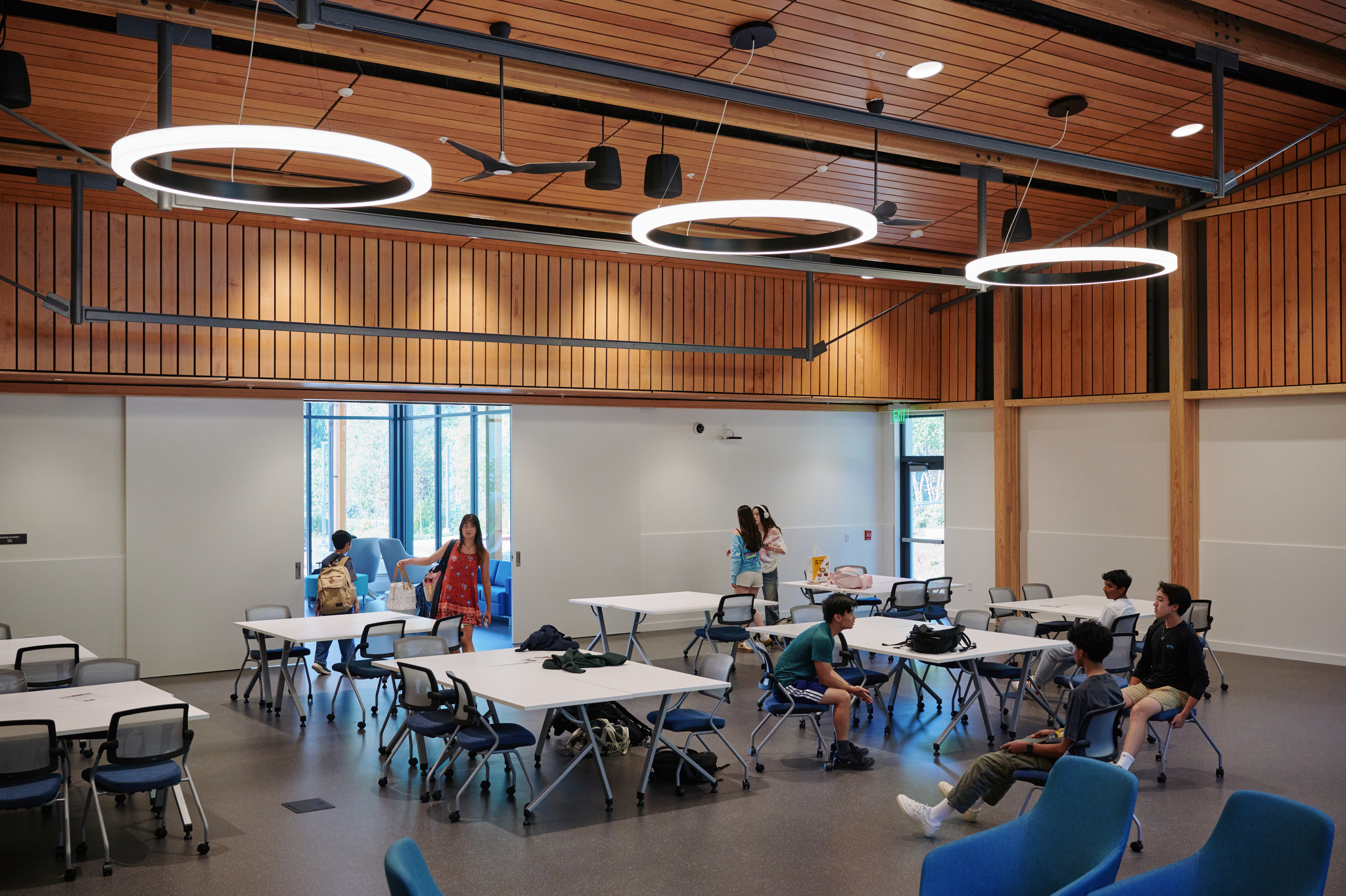 students inside bernier mccaw hall
