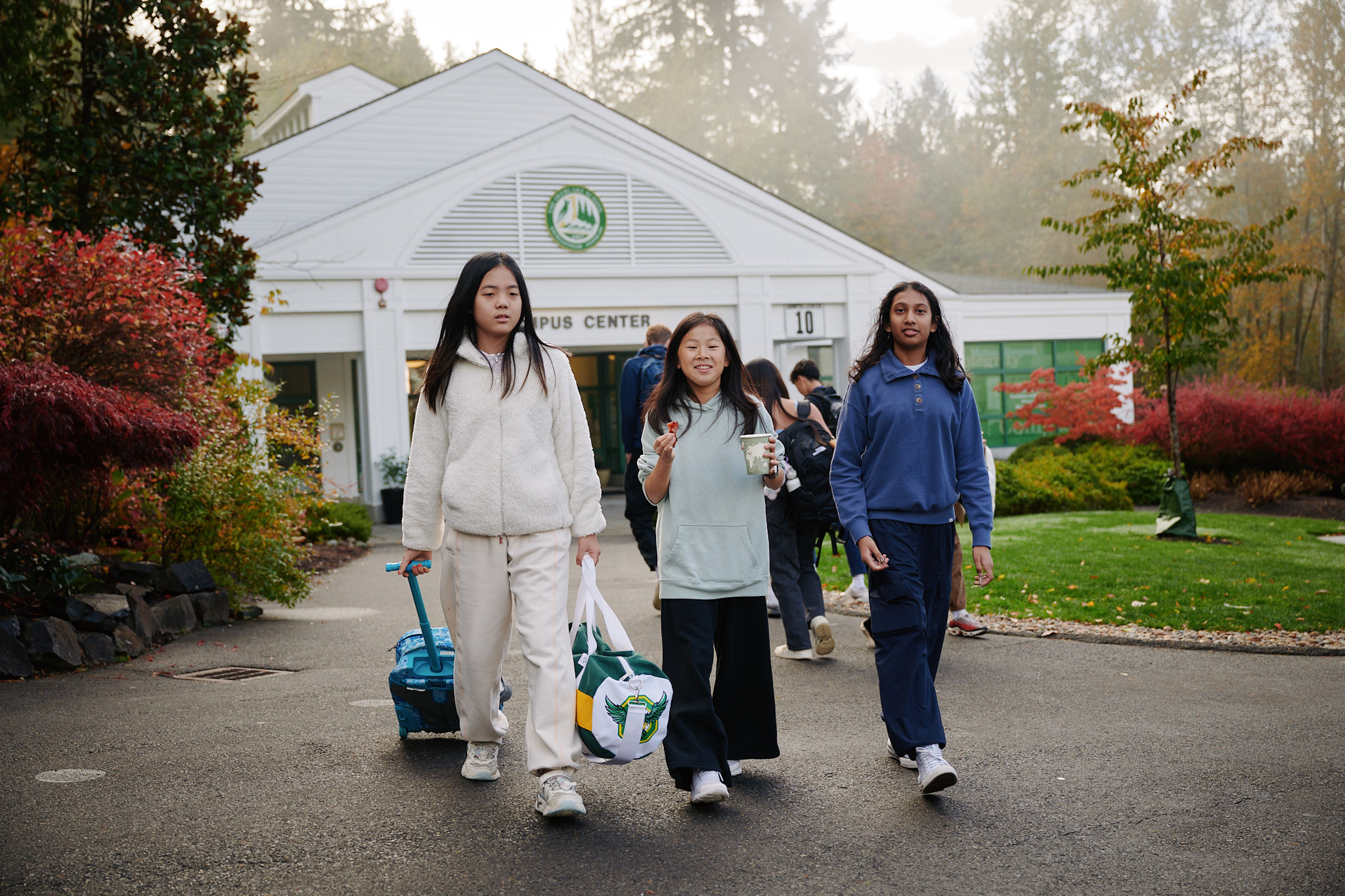 middle school students walking in front of Campus Center
