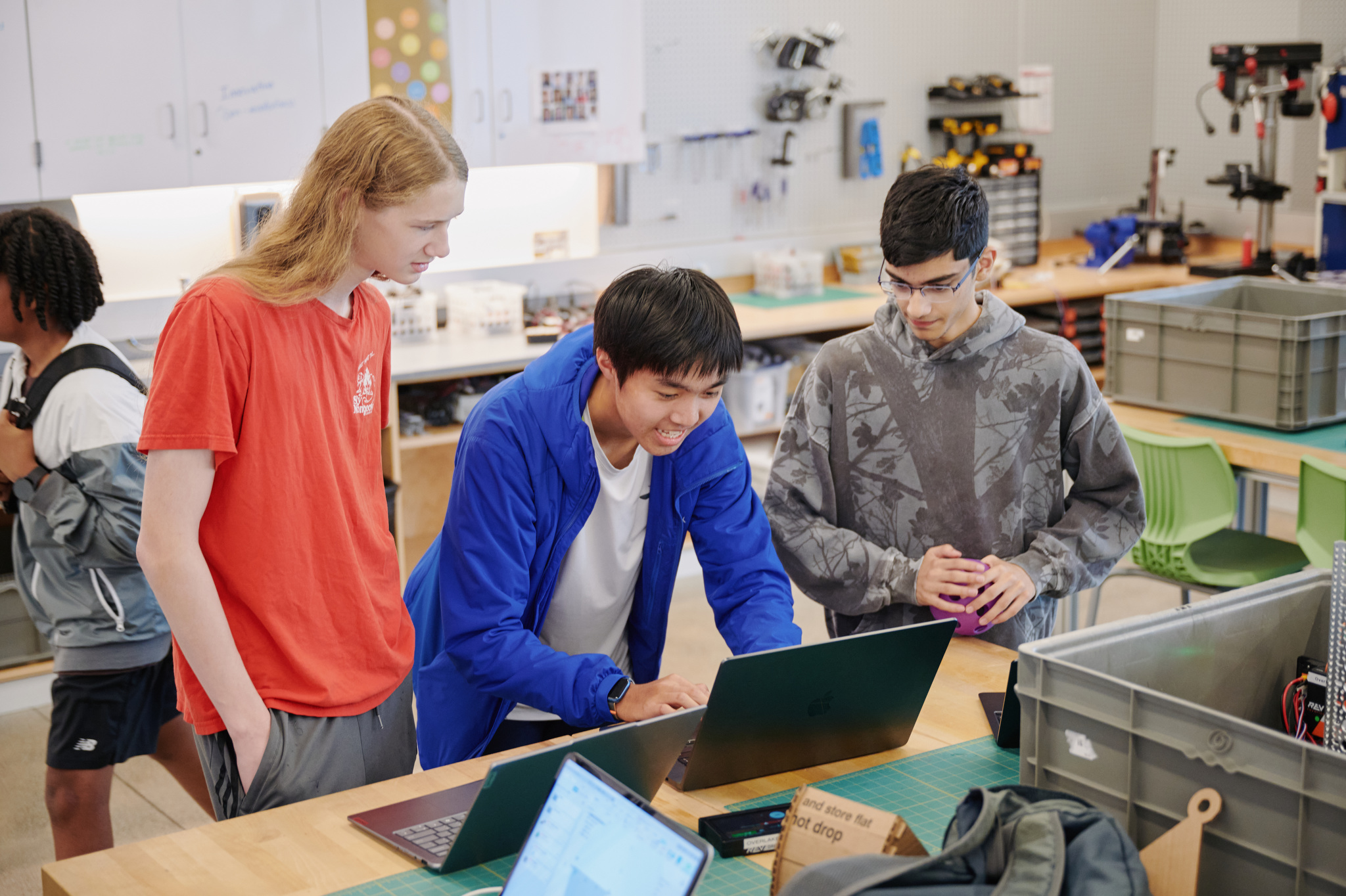 students working around robotics 