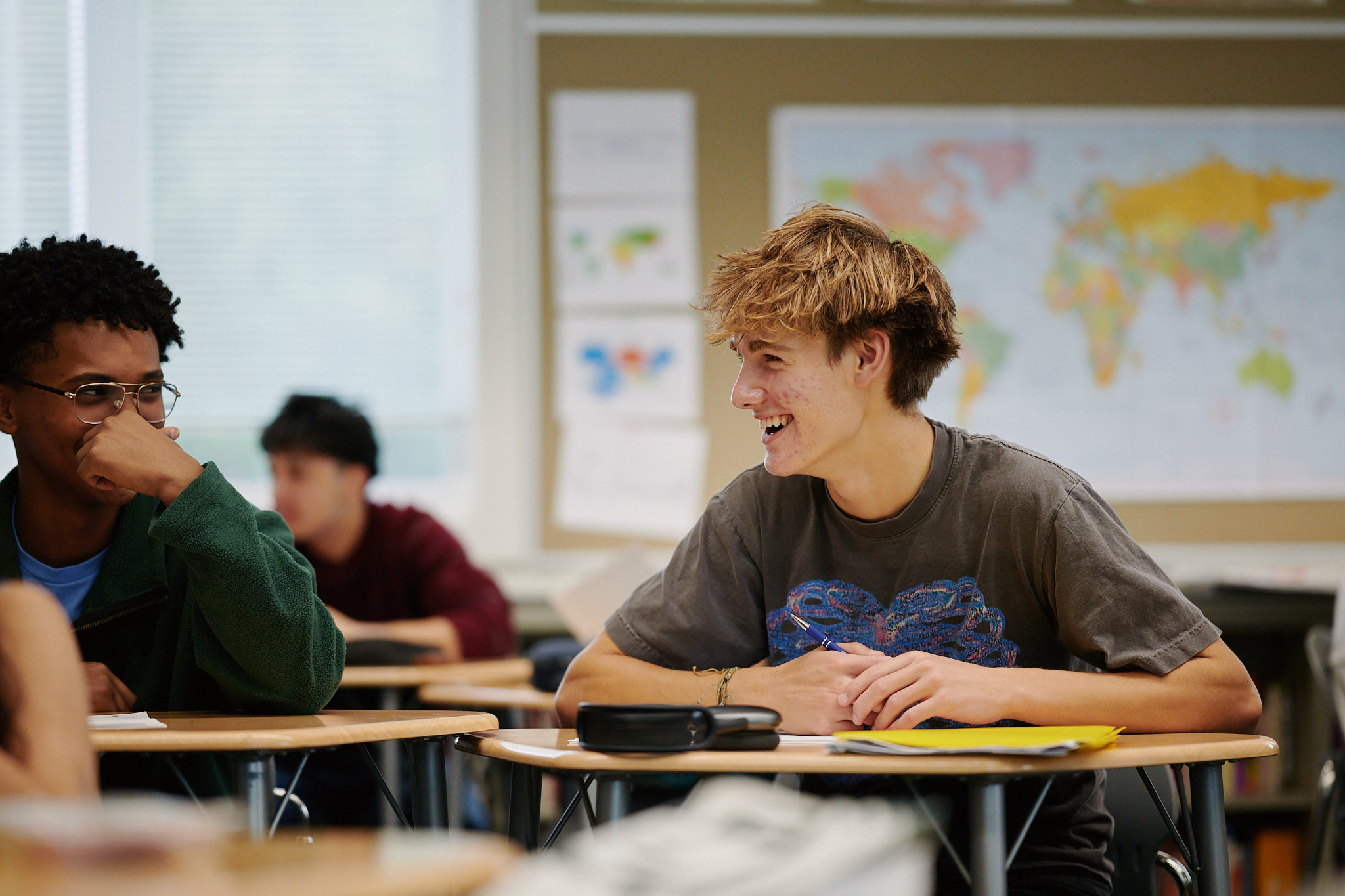 upper school students in class