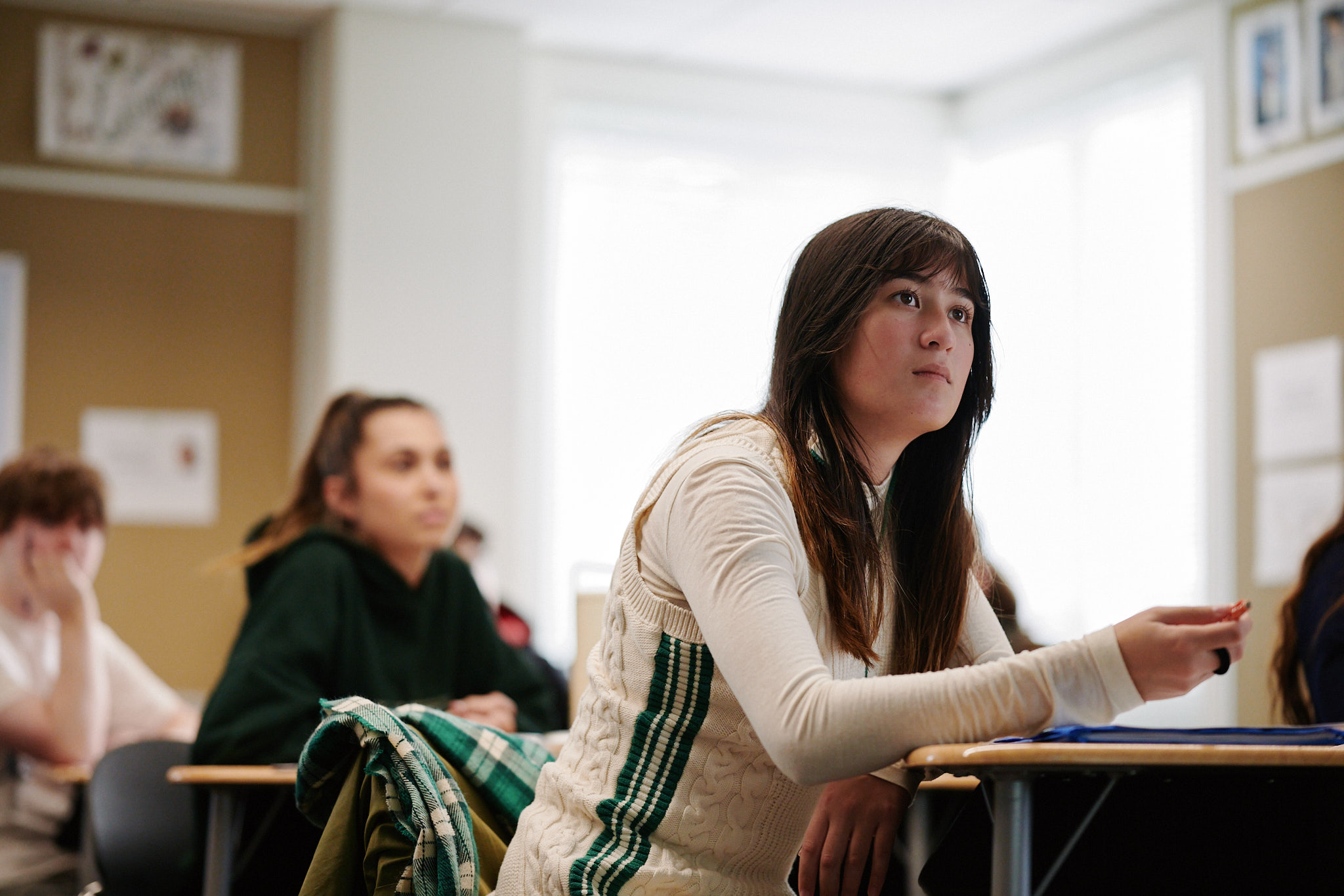 upper school students in class