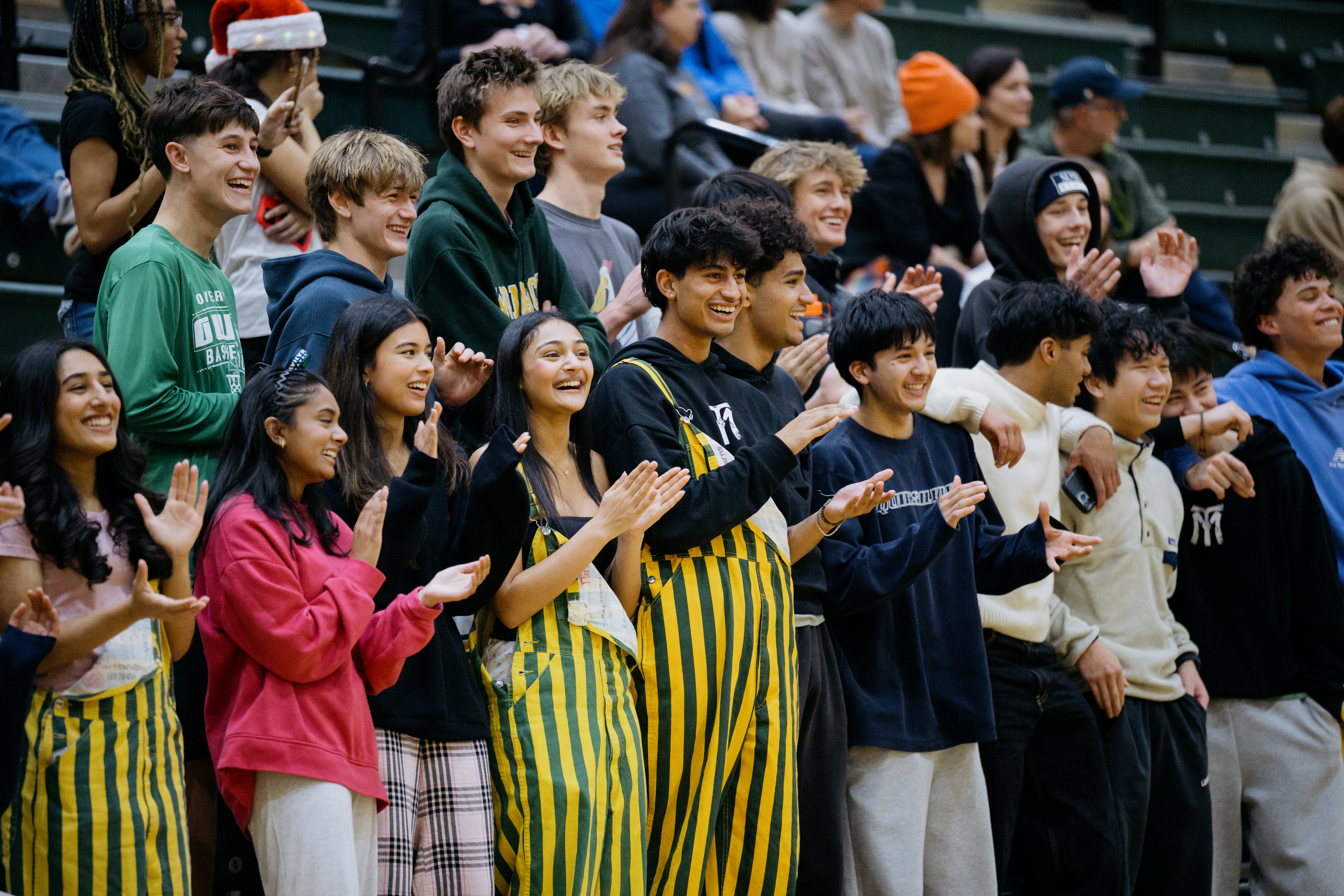 students in stands
