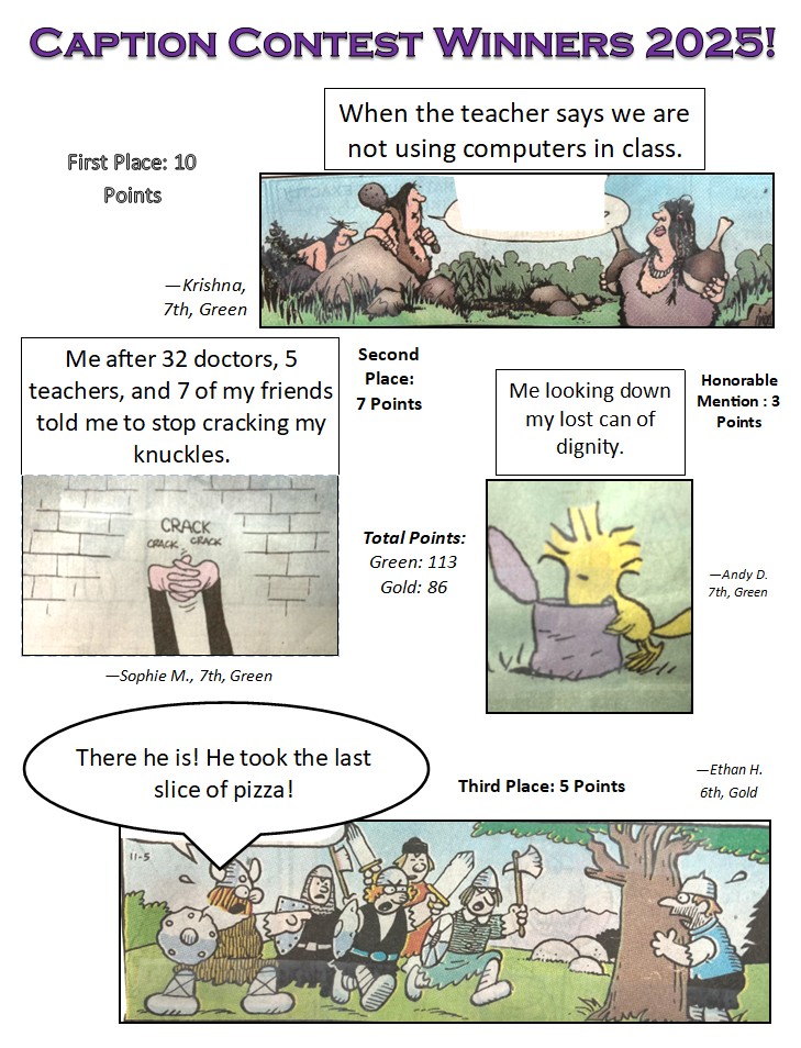 Cartoons with student-written captions