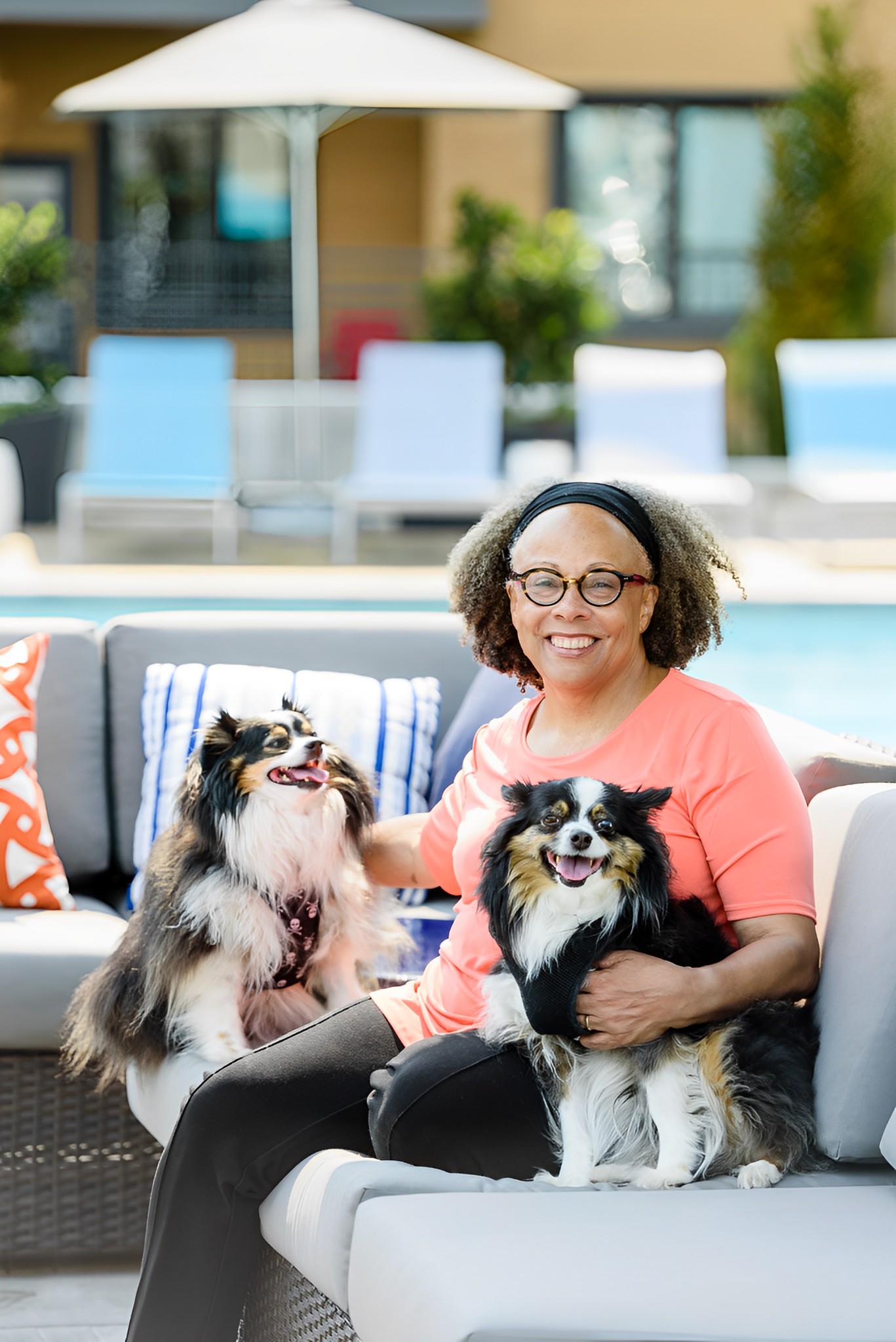 Jewell Parker Rhodes, author, with her dogs