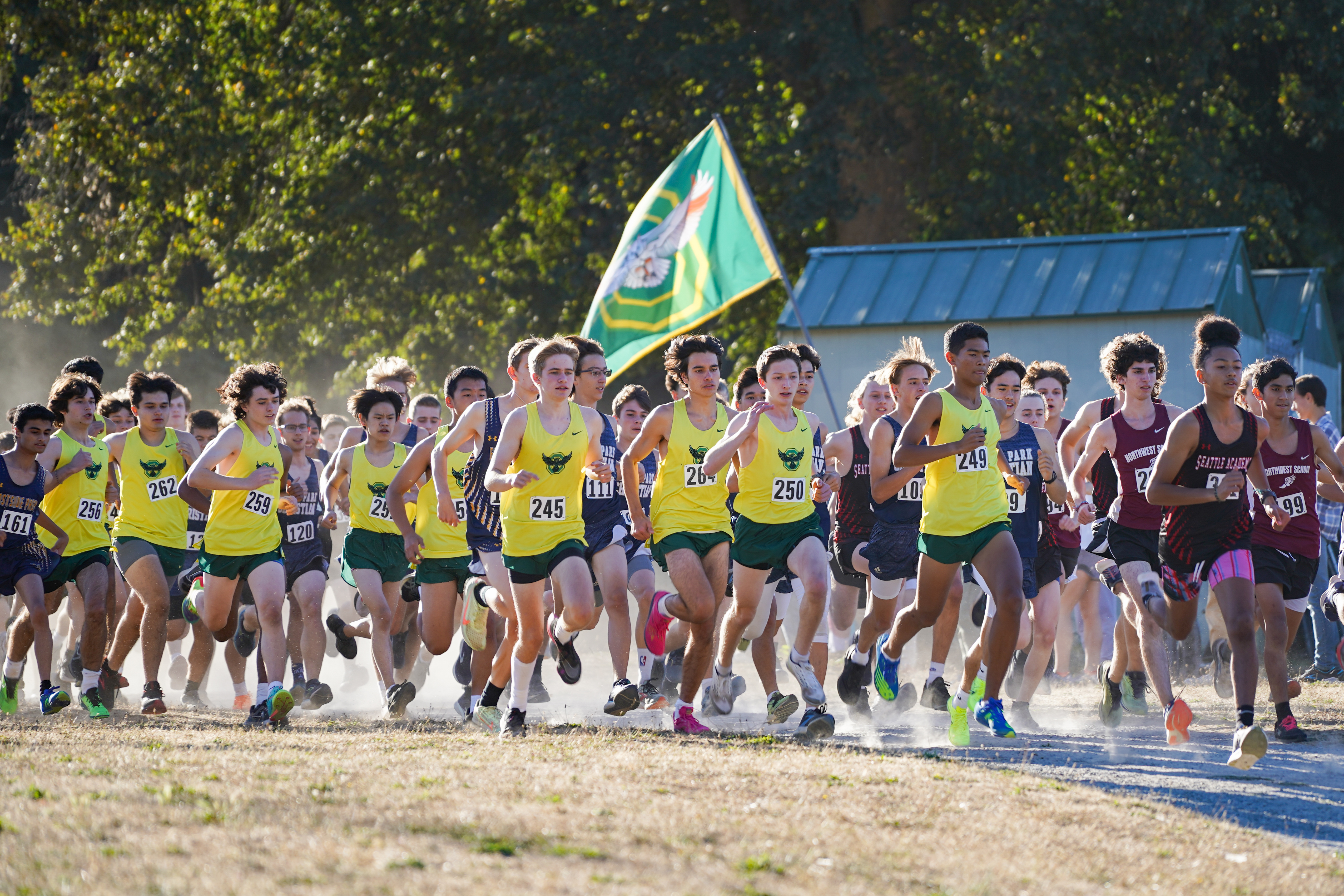 boys xc with flag