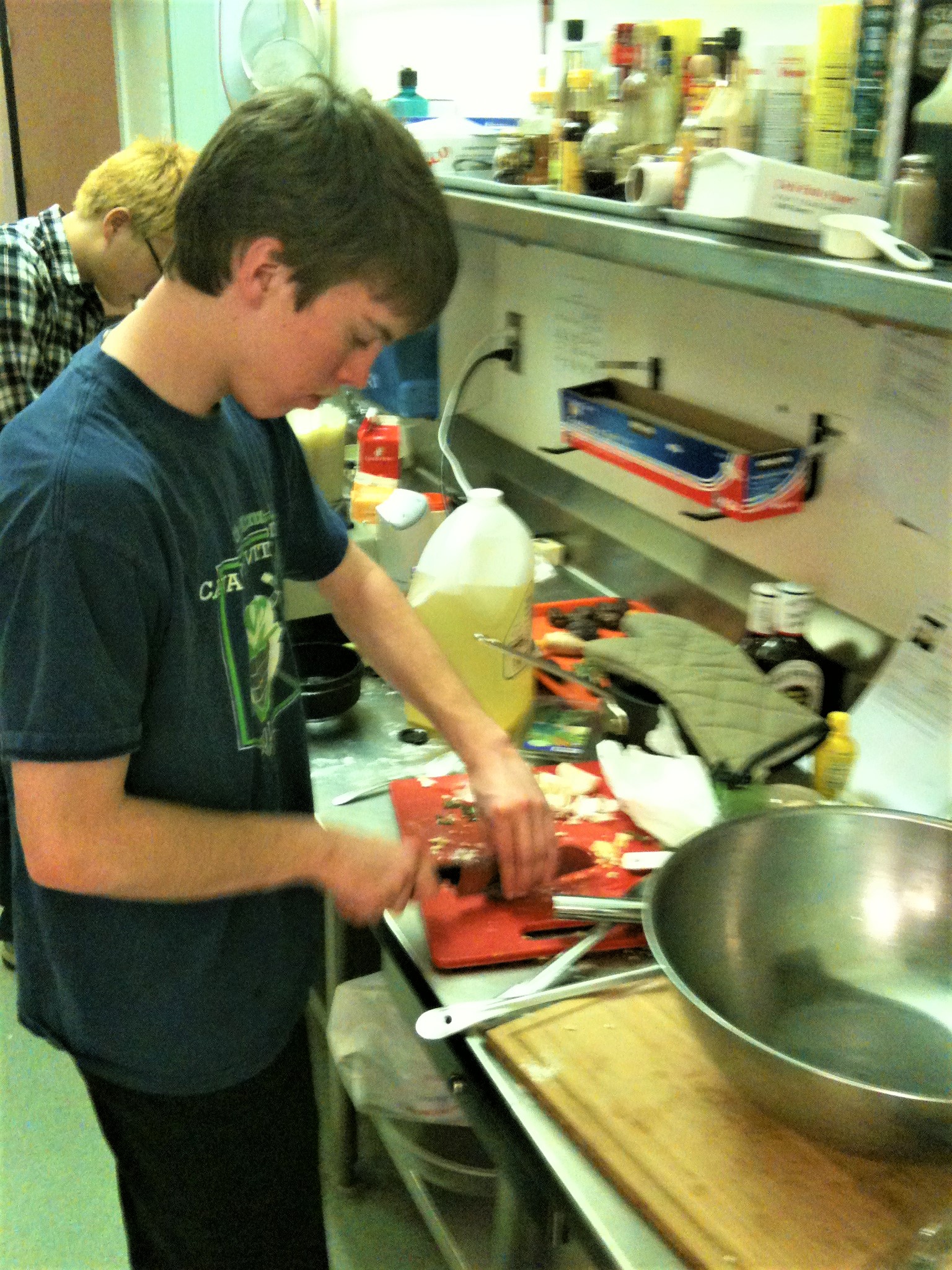 student preparing lunch