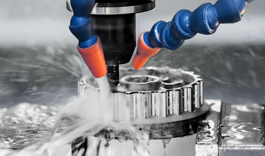 CNC mill machining a sprocket.