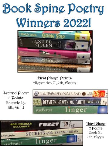 Winners of book spine poetry entries