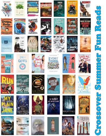 Covers of books on summer fun reading lists