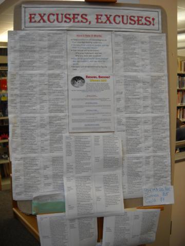 Bulletin board with contest entries