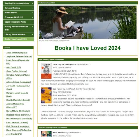 Image of website for faculty/staff recommended books