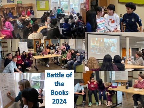 Students competing in Battle of the Books collage