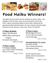Text of Food Haiku winners