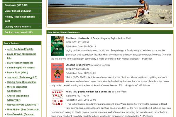 Screenshot of Books I Have Loved webpage