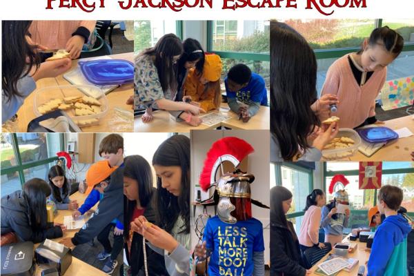 Students solving puzzles in a Percy Jackson Escape Room