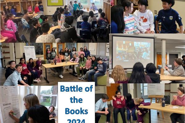 Students competing in Battle of the Books collage