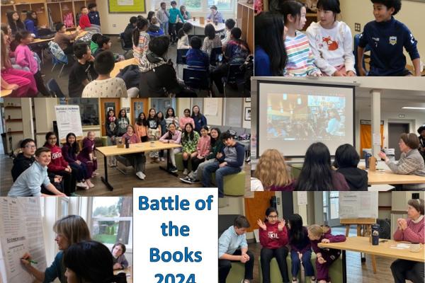 Students competing in Battle of the Books collage